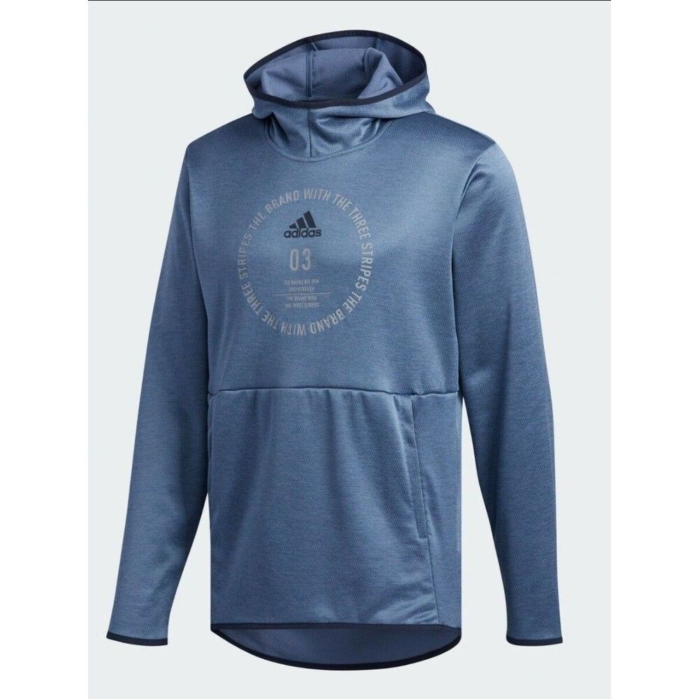 Adidas Badge of Sport ClimaWarm Hoodie Blue Mens Large NWT Pullover
